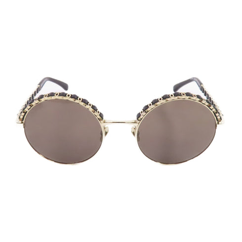 CHANEL CC Sunglasses 4265 Metal PVC Black Gold Tone Color