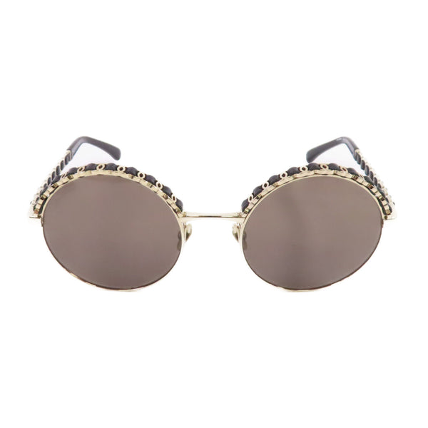 CHANEL CC Sunglasses 4265 Metal PVC Black Gold Tone Color