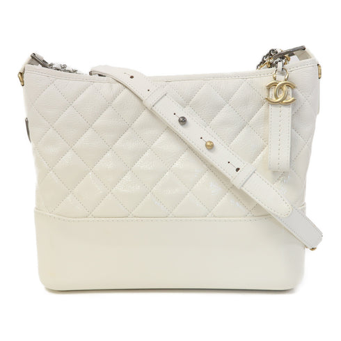 CHANEL Quilted CC Gabrielle Chain Shoulder Bag Calfskin Leather White