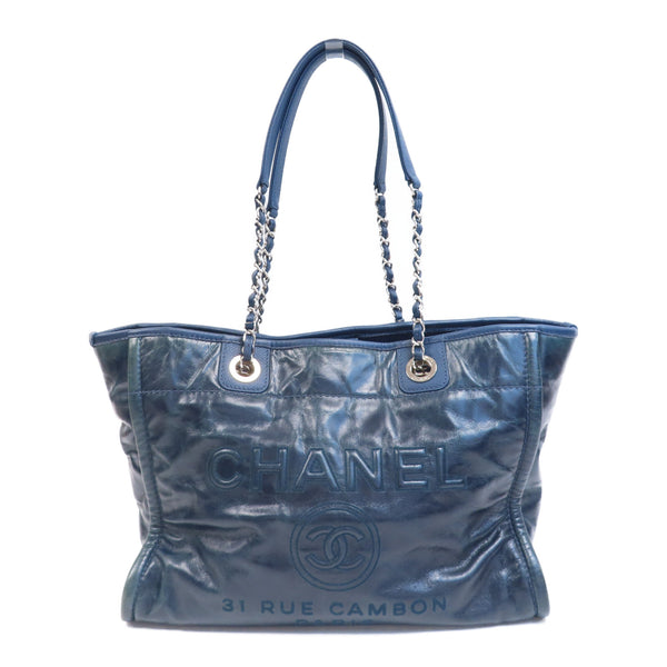 CHANEL CC SHW Totebag Calfskin Leather Blue