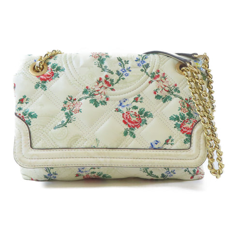 Tory Burch GHW Chain Shoulder Handbag Calfskin Leather White