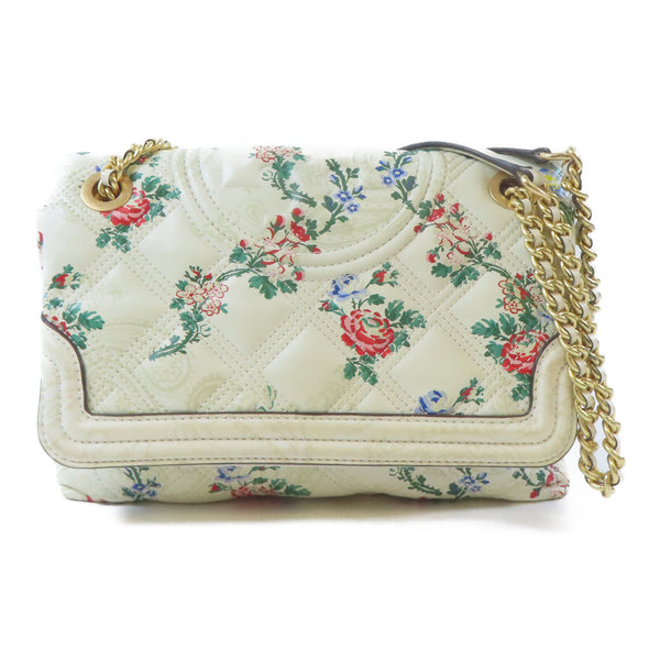 Tory Burch GHW Chain Shoulder Handbag Calfskin Leather White