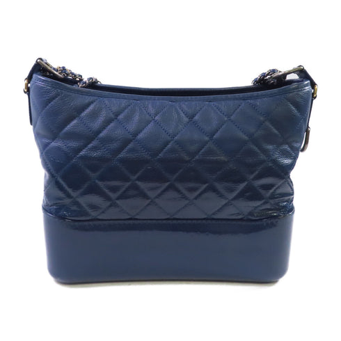 CHANEL Quilted CC GHW Gabrielle MM Shoulder Bag Lambskin Leather A93824 Blue