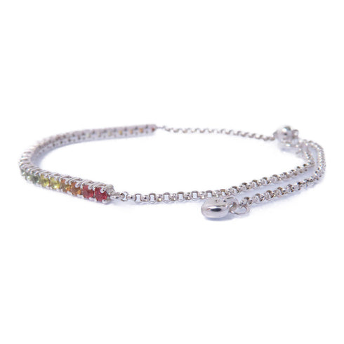 Fine Jewelry Color Stone Bracelet Bangle Accessories 18K White Gold Multicolor