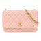 CHANEL CC GHW Wallet On Chain Shoulder Bag Lambskin Leather Pink