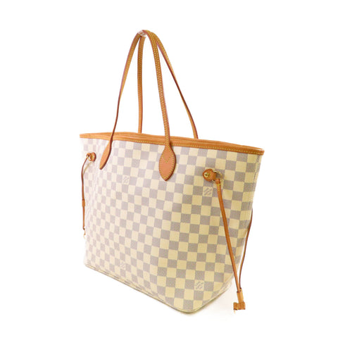 LOUIS VUITTON LV GJW Neverfull MM Tote Bag Shoulder Bag N51107 Damier Azur White