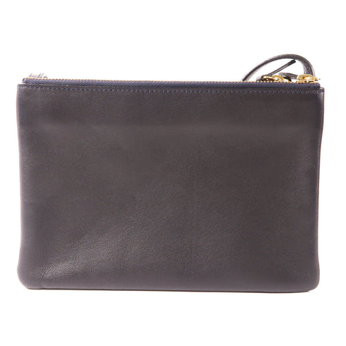 CELINE GHW Trio Shoulder Bag Crossbody Lambskin Leather Black