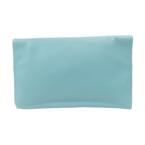 HERMES Pliplat Clutch Bag Evercolor Leather Bleu Atoll