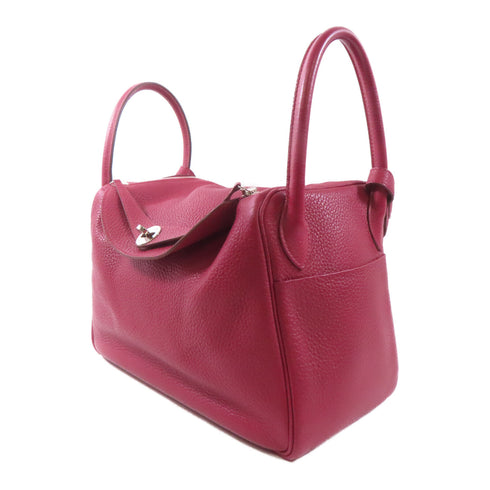 HERMES PHW Lindy 30 2 Way Shoulder Bag Handbag Clemence Leather Red
