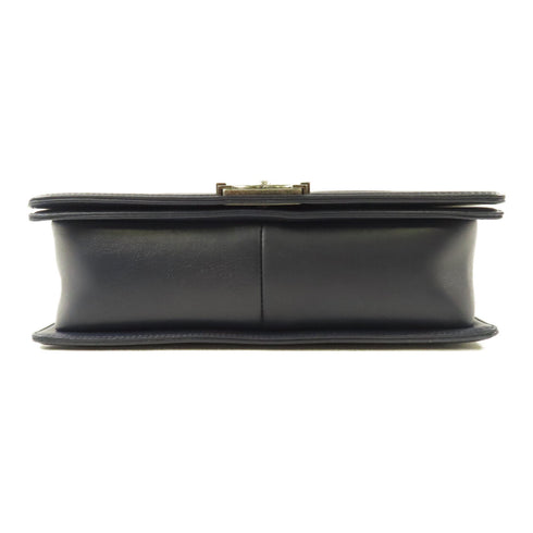 CHANEL CC GHW Boy 28cm Chain Shoulder Bag Calfskin Leather Blue