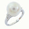 FINE JEWELRY 0.134ct Diamond 4.5g Pearl Ring 18K White Gold US#6.75