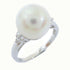 FINE JEWELRY 0.134ct Diamond 4.5g Pearl Ring 18K White Gold US#6.75