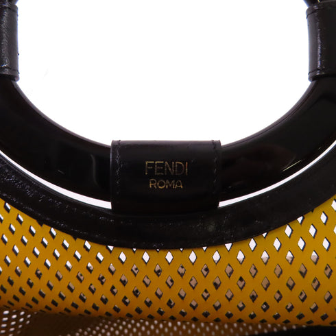 FENDI GHW Runaway Handbag Shopping Bag Calfskin Leather 8BH360 Brown Black