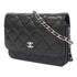 CHANEL Quilted CC SHW Wallet On Chain Mini WOC Chain Shoulder Bag Caviar Black