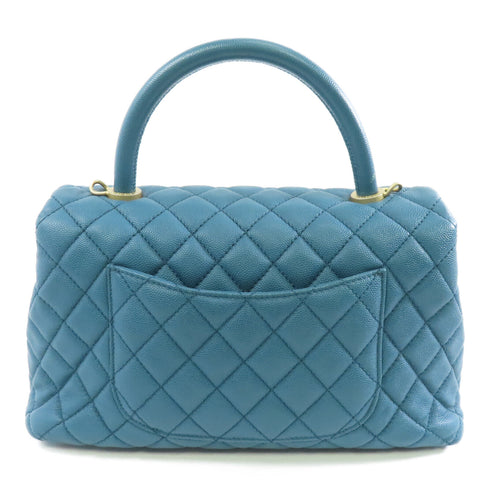 CHANEL Quilted CC GHW Coco Handle Medium 2way Shoulder Bag Caviar Leather