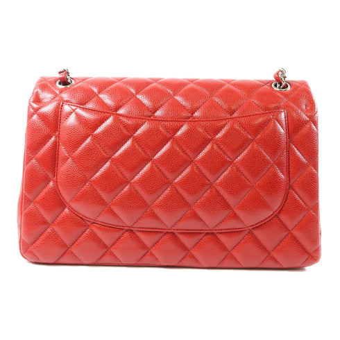 CHANEL Quilted CC SHW Chain Shoulder Bag 58600 Caviar Leather Red
