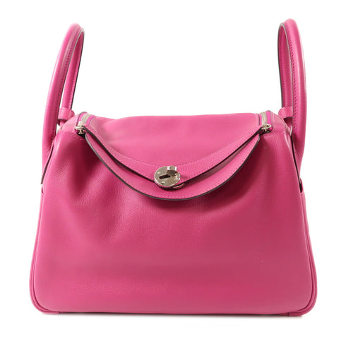 HERMES PHW Lindy 30 2 Way Shoulder Handbag Evercolor Leather Rose Purple