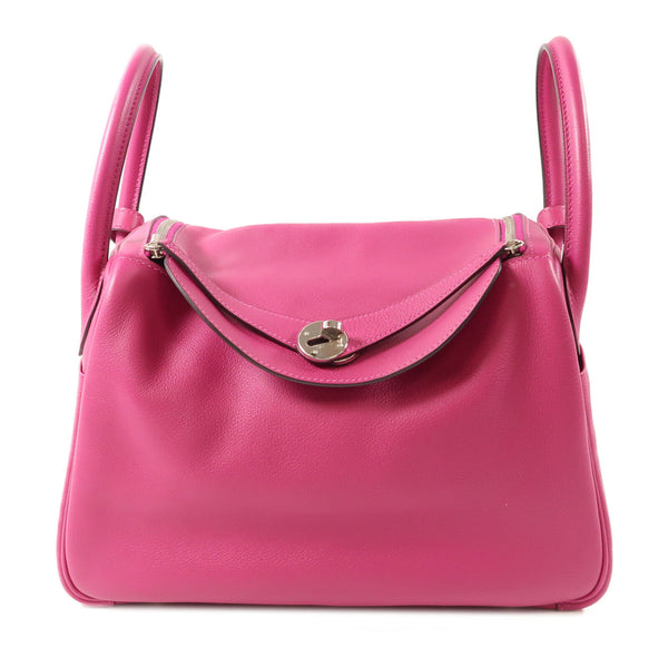 HERMES PHW Lindy 30 2 Way Shoulder Handbag Evercolor Leather Rose Purple