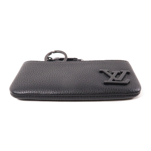 LOUIS VUITTON LV Pochette Cle Key Coin Case M81031 Aerogram Leather Black