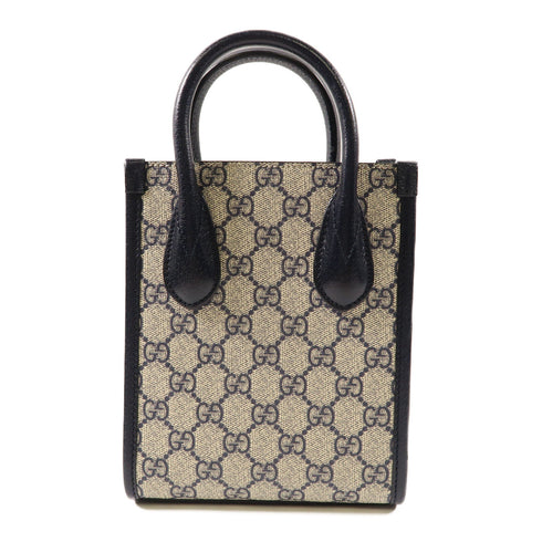 GUCCI GG SHW Mini Tote Bag With Interlocking G 671623 PVC Coated Canvas Black