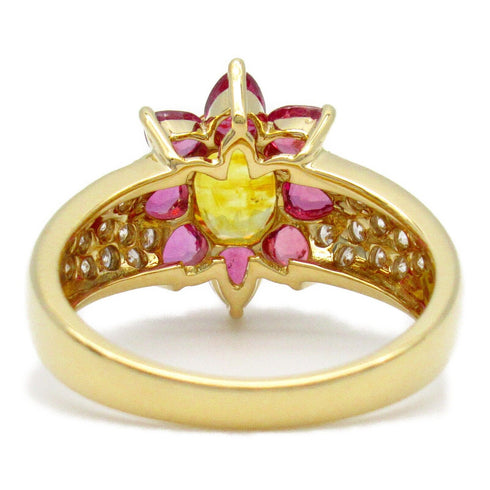 Ponte Vecchio 1.21ct Ruby 0.37ct Diamond Ring 18K Yellow Gold Multicolor US#6