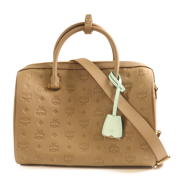 MCM GHW Evelyne 2 Way Shoulder Bag Handbag Lambskin Leather Gray