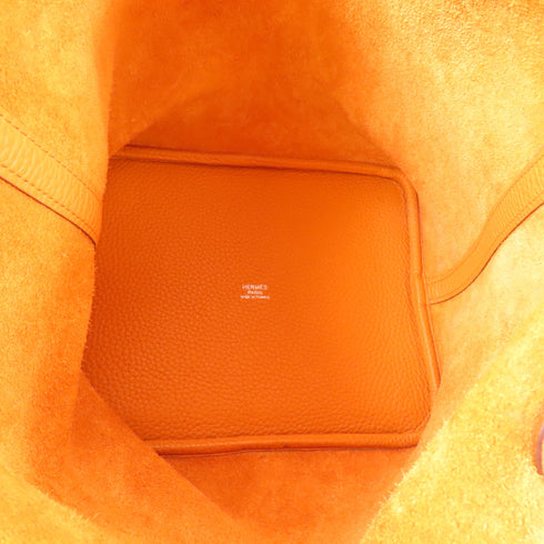 HERMES PHW Picotin MM Tote Bag Taurillon Clemence Leather Orange