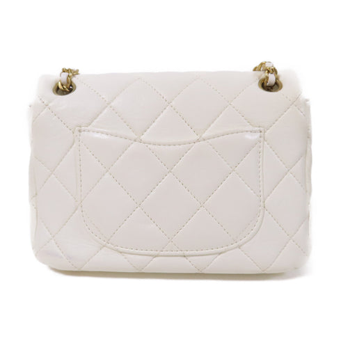 CHANEL Quilted CC GHW Mini Flap Chain Shoulder Bag AS3109 Lambskin Leather White