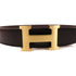 HERMES GHW Belt Veau 135 Togo Leather Noir Chocolate
