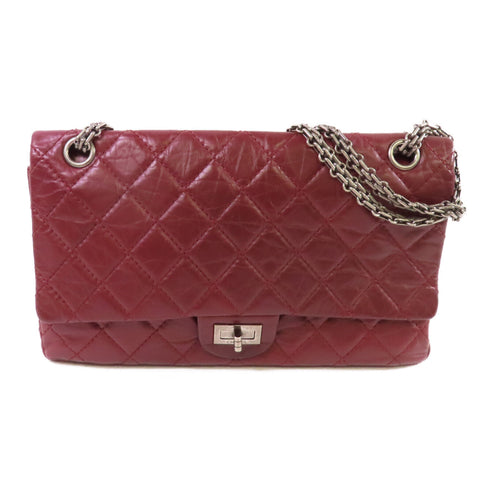 CHANEL Quilted SHW CC Chanel 2.55 Chain Shoulder Bag Calfskin Leather Wine-Red
