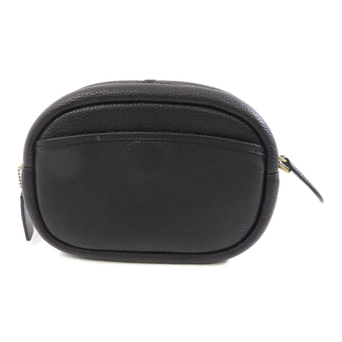 COACH GHW Shoulder Bag Calfskin Leather Black