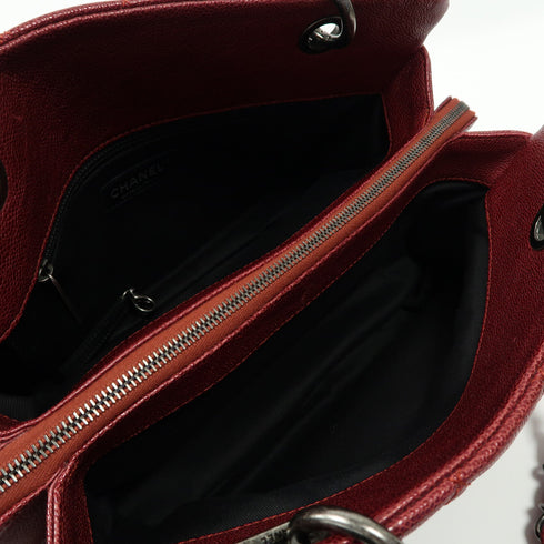 CHANEL Quilted CC SHW Chain Shoulder Bag Calfskin Leather Red v1