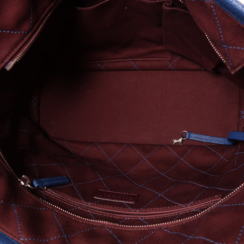 CHANEL CC SHW Chain Shoulder Tote Bag Calfskin Leather Blue