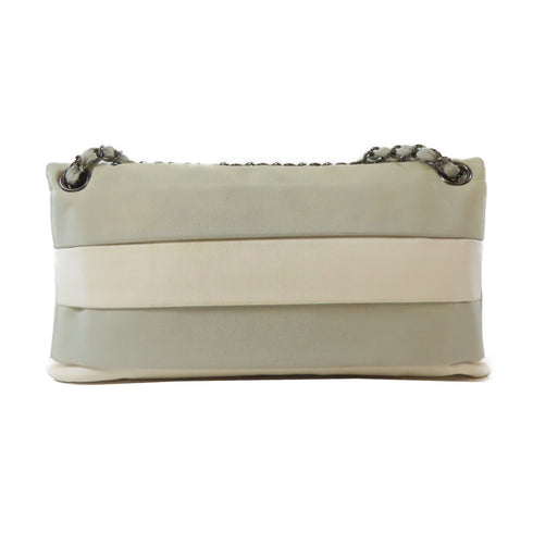 CHANEL CC SHW Chain Shoulder Bag Nylon Beige Green