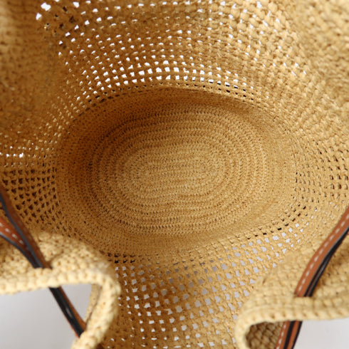 LOEWE SHW Balloon 2 Way Shoulder Bag Raffia/Calfskin Leather