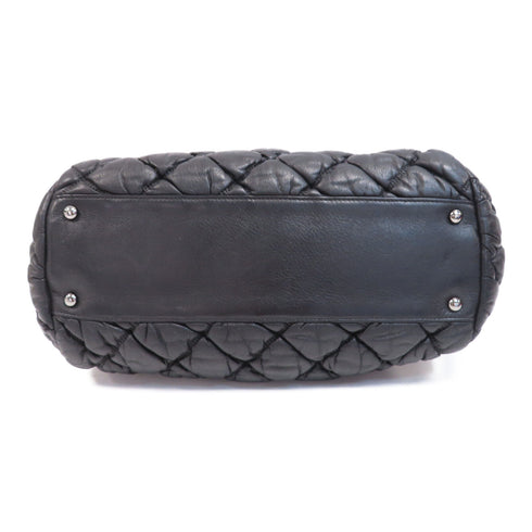 CHANEL Quilted CC SHW Chain Shoulder Bag Calfskin Leather Black v4