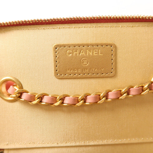 CHANEL CC GHW Vanity Case Chain Shoulder Bag Lambskin Leather Pink v1