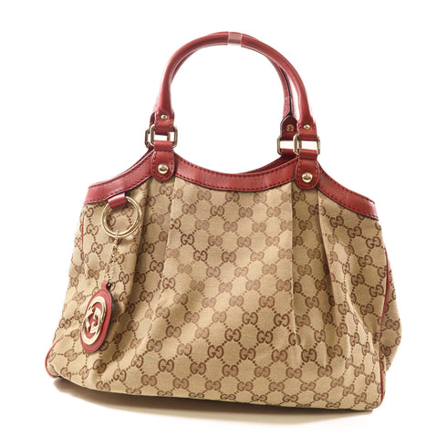 GUCCI GG GHW Handbag Shoulder Bag 211944 Canvas Brown Red