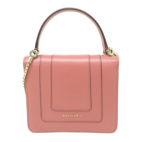 BVLGARI GWH Serpenti Forever 2Way Shoulder Handbag Calfskin Leather Pink
