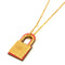 HERMES O'Kelly Necklace Leather/Metal Gold/Pink
