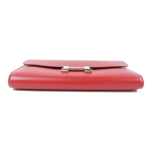 HERMES PHW Constance Long Wallet Veau Epsom Rouge Casaque Red