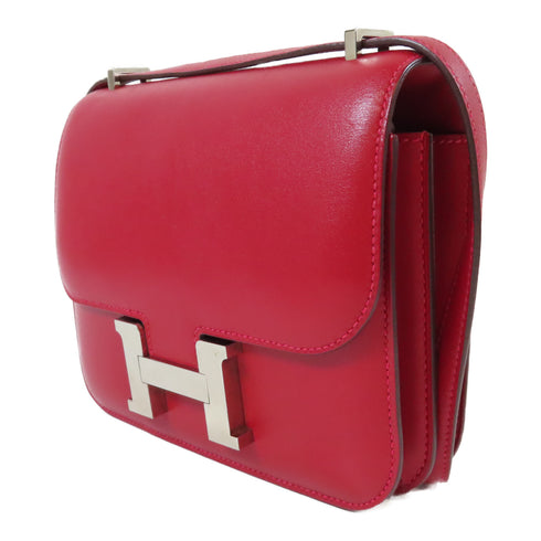 HERMES PHW Constance Mini Shoulder Bag Crossbody Veau Swift Leather Rouge Red