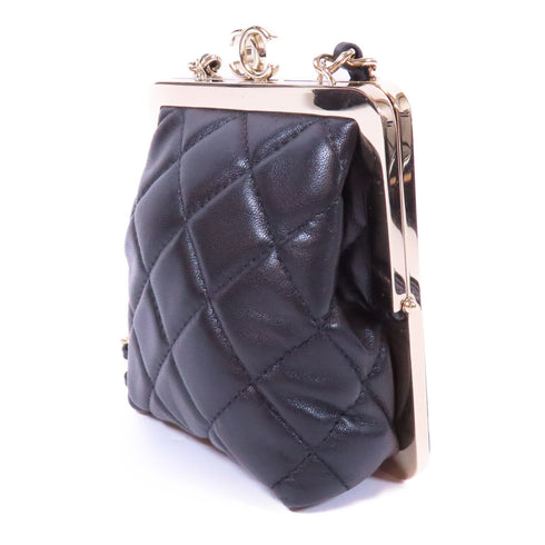 CHANEL Quilted CC GHW Chain Shoulder Bag AP2496 Lambskin Leather Black