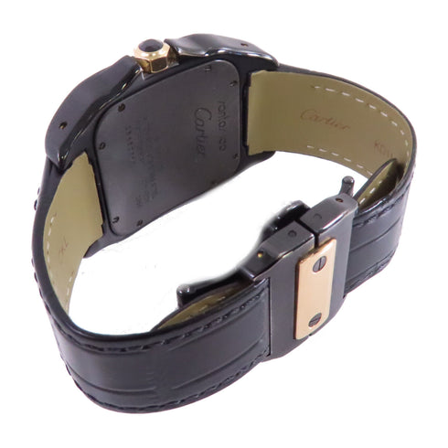 CARTIER Santos 100 Carbon Automatic Watch 18K Rose Gold SS W2020009 Black
