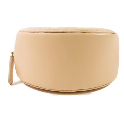 CHANEL CC GHW Gold Ball Crossbody Chain Shoulder Bag Lambskin Leather Beige