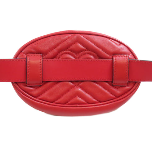 GUCCI GG GHW Waist Pouch 476434 Calfskin Leather Red