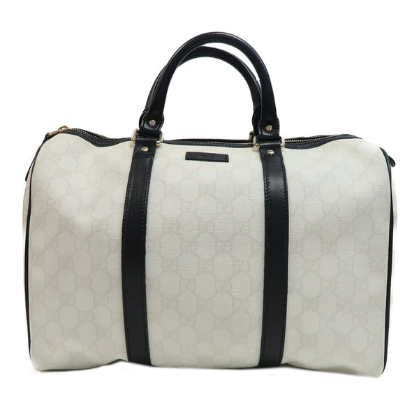 GUCCI GG GHW Handbag 193603 Coated Canvas Leather White Black