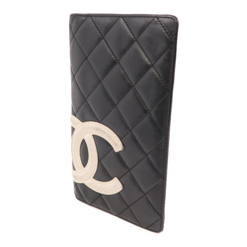 CHANEL Quilted CC SHW Cambon Long Wallet Calfskin Leather Black v1