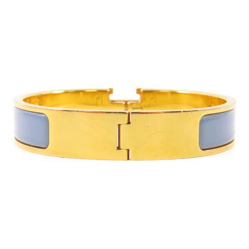 HERMES GHW Clic H Bracelet Metal Gold/Blue