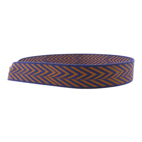 HERMES GHW Shoulder Strap Canvas Leather Blue Brown